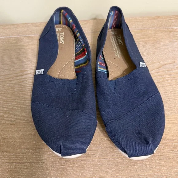 Navy Toms Slides Flats Size 10 - Picture 5 of 8